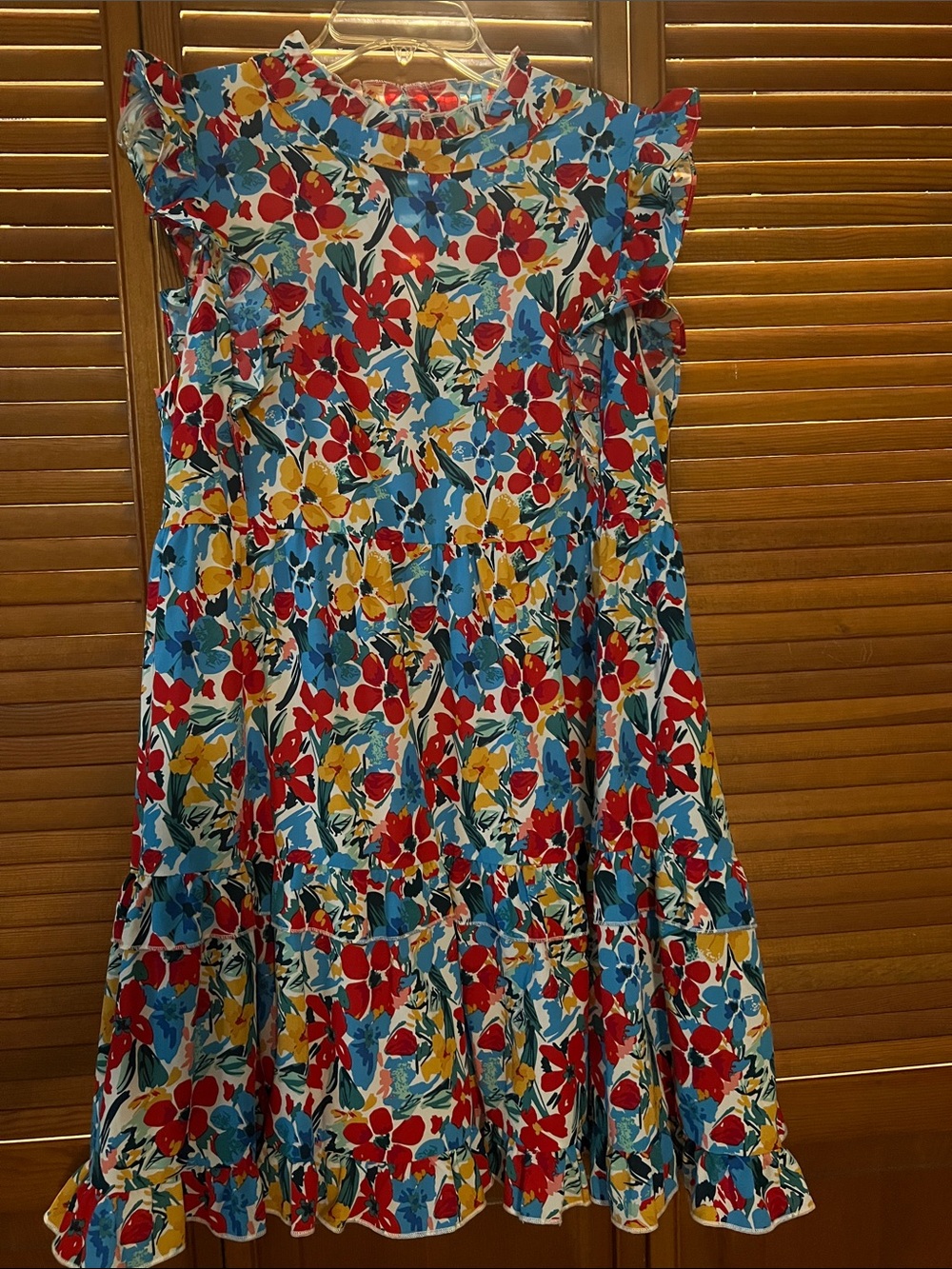 Floral Ruffle Tiered Sundress - Red, Blue & Yellow Flowers